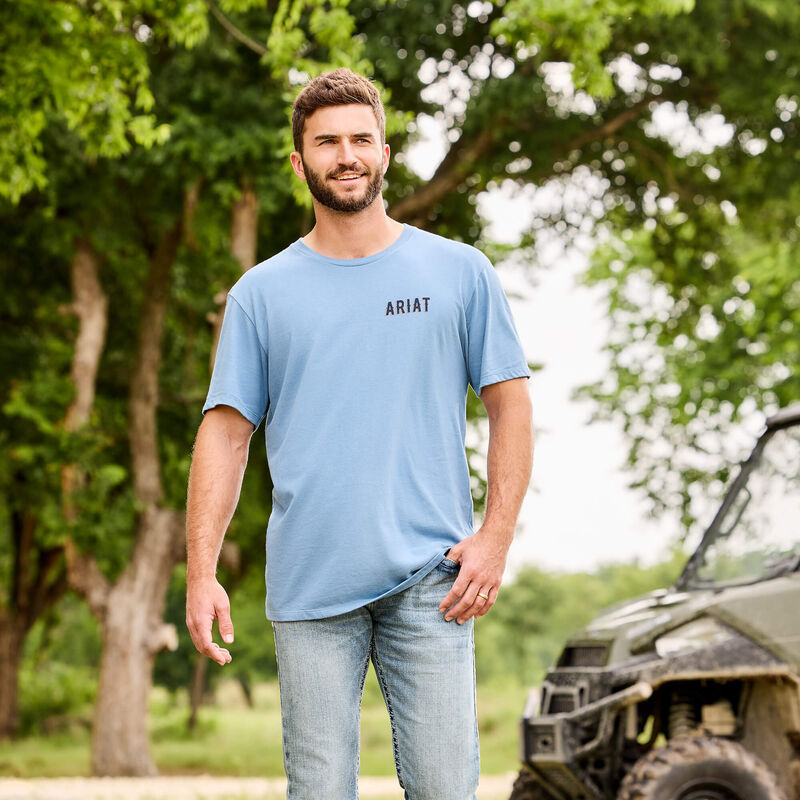 Ariat Blazin Saddle Mens Tee - Coronet Blue