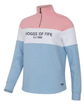 Hoggs of Fife Dumfries 1888 Ladies 1/4 Zip Sweatshirt - Pink/White/Blue