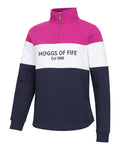 Hoggs of Fife Dumfries 1888 Ladies 1/4 Zip Sweatshirt - Berry/White/Navy