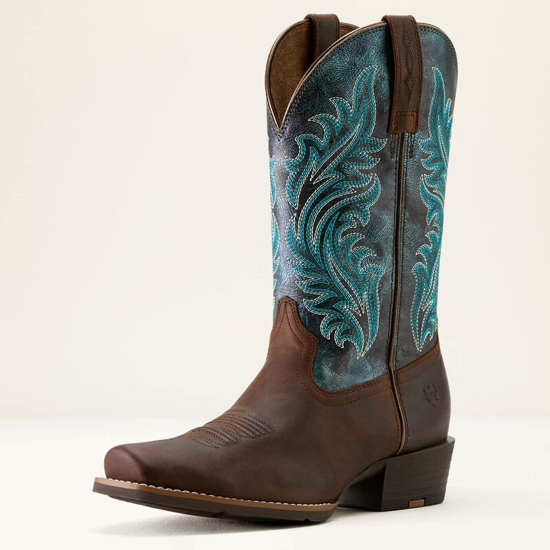 Ariat Round Up Narrow Cutter Ladies Western Boot - Sassy Brown/Ocean Wave
