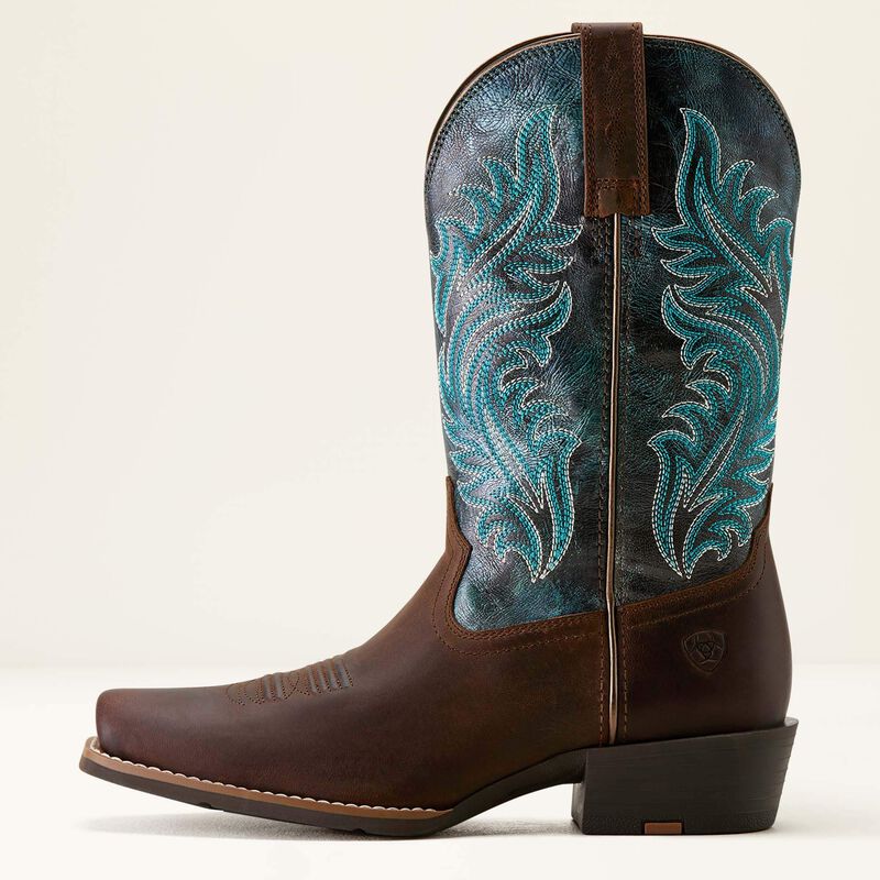 Ariat Round Up Narrow Cutter Ladies Western Boot - Sassy Brown/Ocean Wave