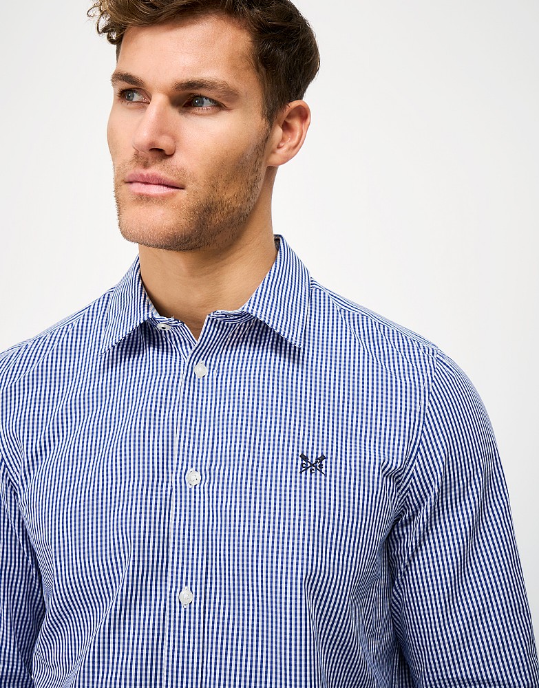 Crew Mens Classic Micro Gingham Shirt - Ultramarine