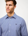 Crew Mens Classic Micro Gingham Shirt - Ultramarine