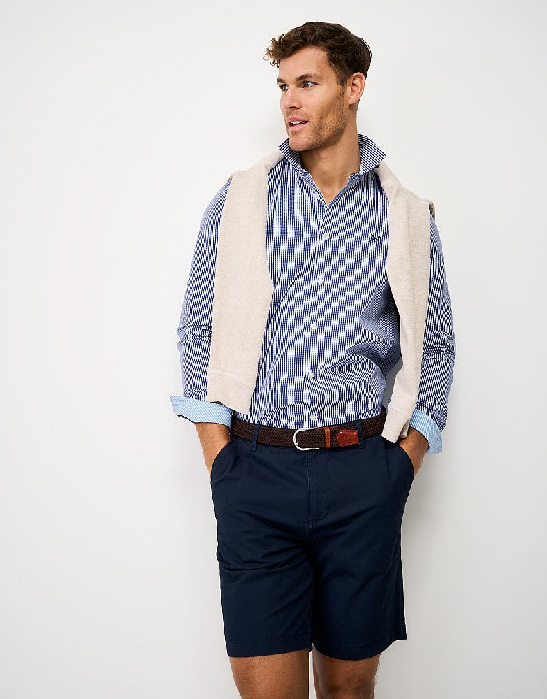 Crew Mens Classic Micro Gingham Shirt - Ultramarine
