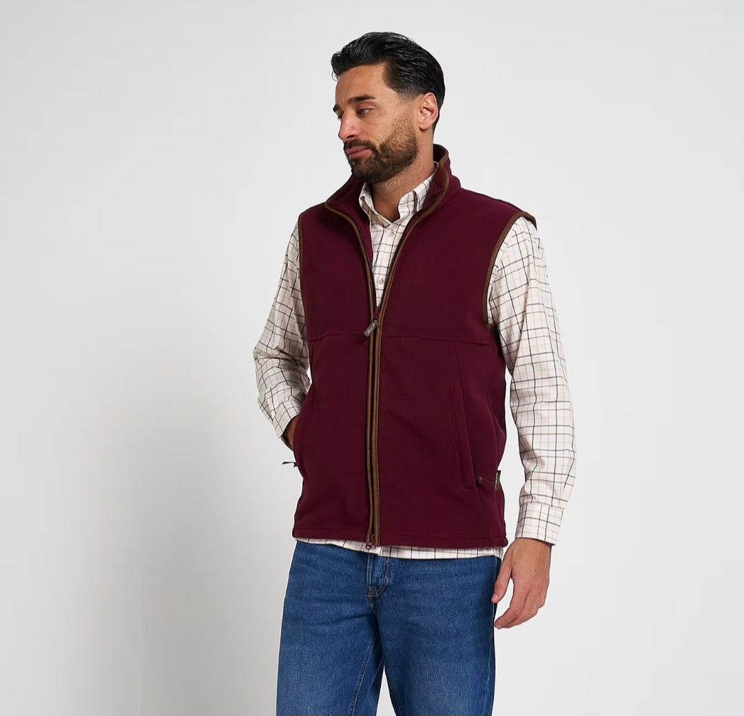 Jack Pyke Mens Country Fleece Gilet - Burgundy