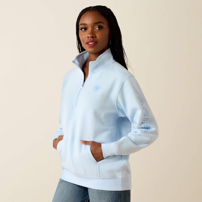 Ariat Ladies Foundation Logo 1/2 Zip - Nantucket Breeze
