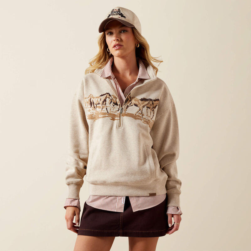 Running Wild 1/2 Zip Jumper - Oatmeal