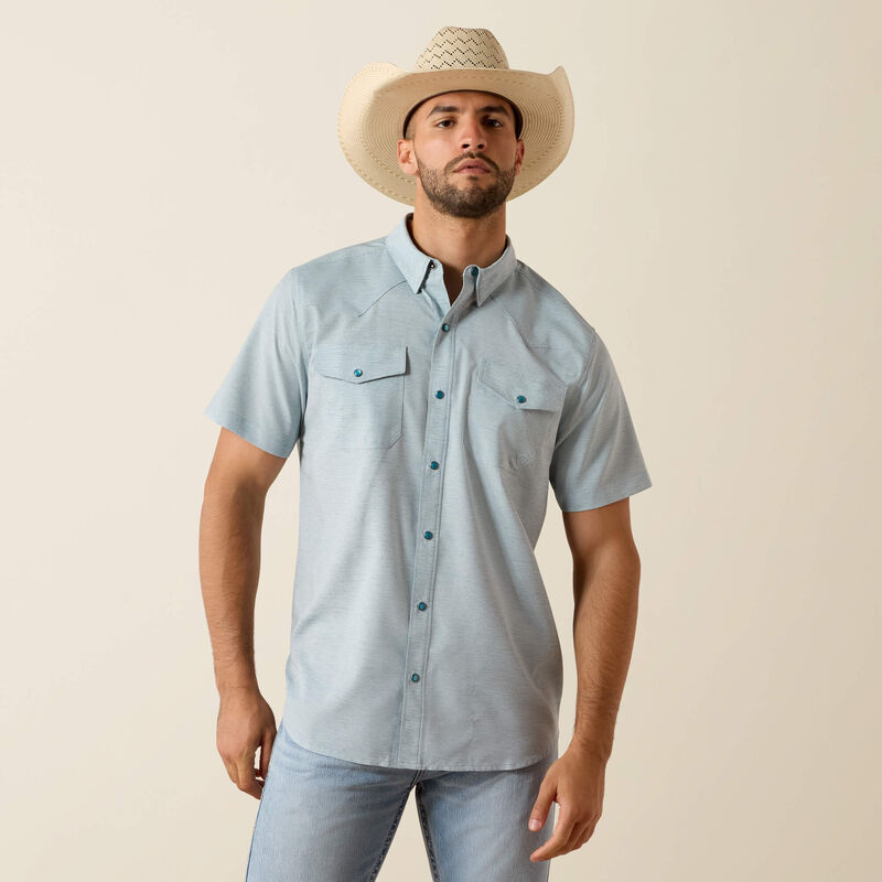 Ariat VentTEK Western Mens Snap Shirt - Blue Heather