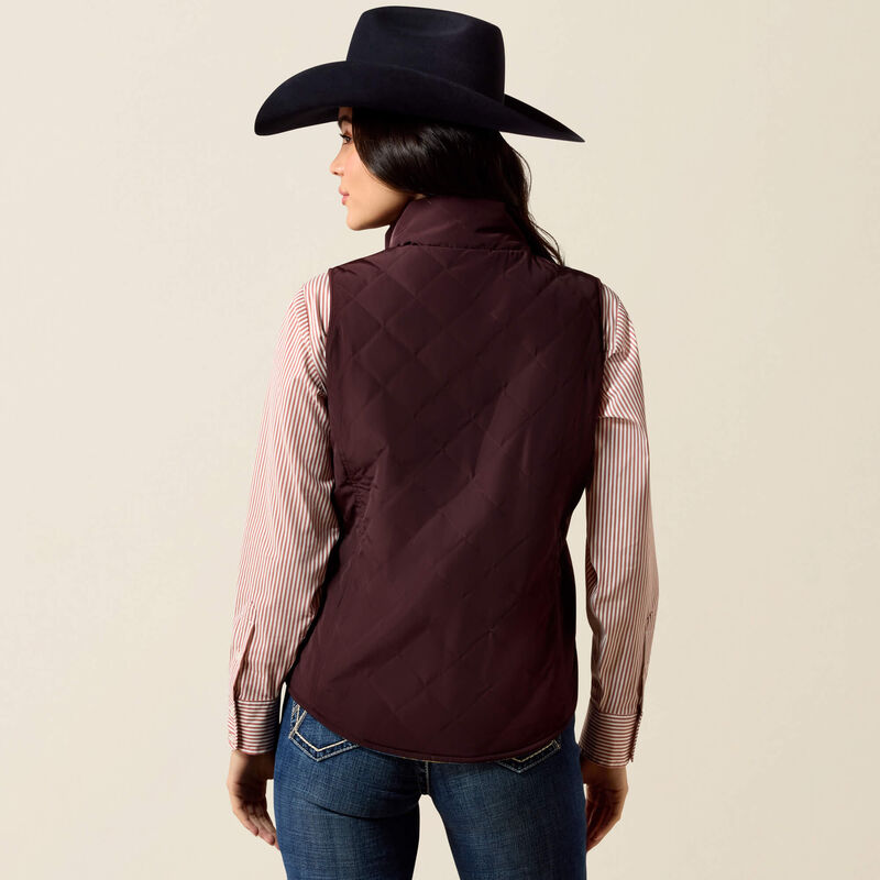 Ariat Ladies Dilon 2.0 Reversable Insulated Gilet - Choc Plum/Southwest Lakeside