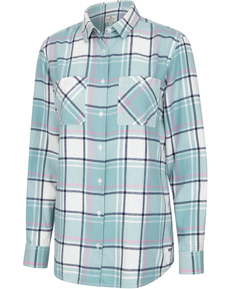 Hoggs Of Fife Ladies Caitlyn Oversized Flannel Shirt - Duck Egg