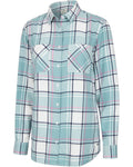 Hoggs Of Fife Ladies Caitlyn Oversized Flannel Shirt - Duck Egg
