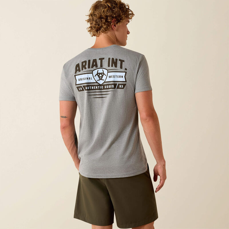Ariat Banner Badge Mens T Shirt - Iceberg
