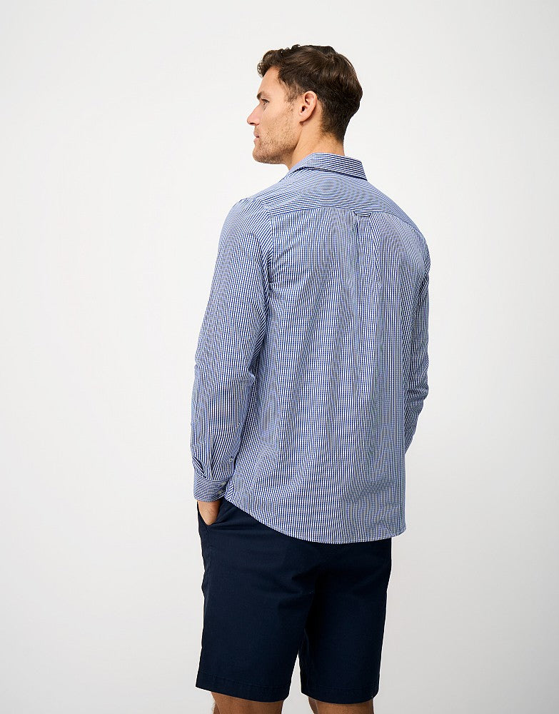 Crew Mens Classic Micro Gingham Shirt - Ultramarine