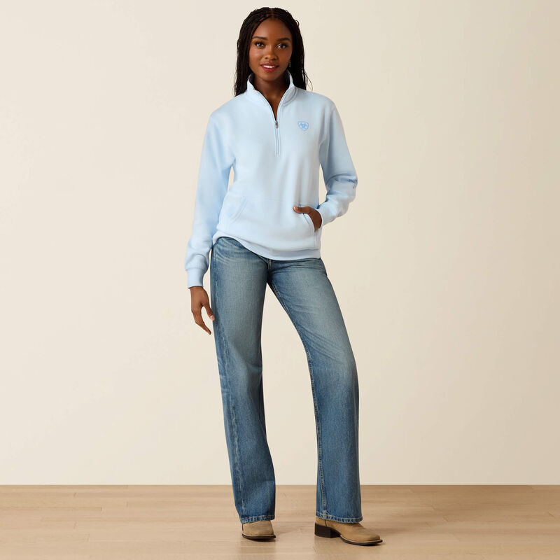 Ariat Ladies Foundation Logo 1/2 Zip - Nantucket Breeze