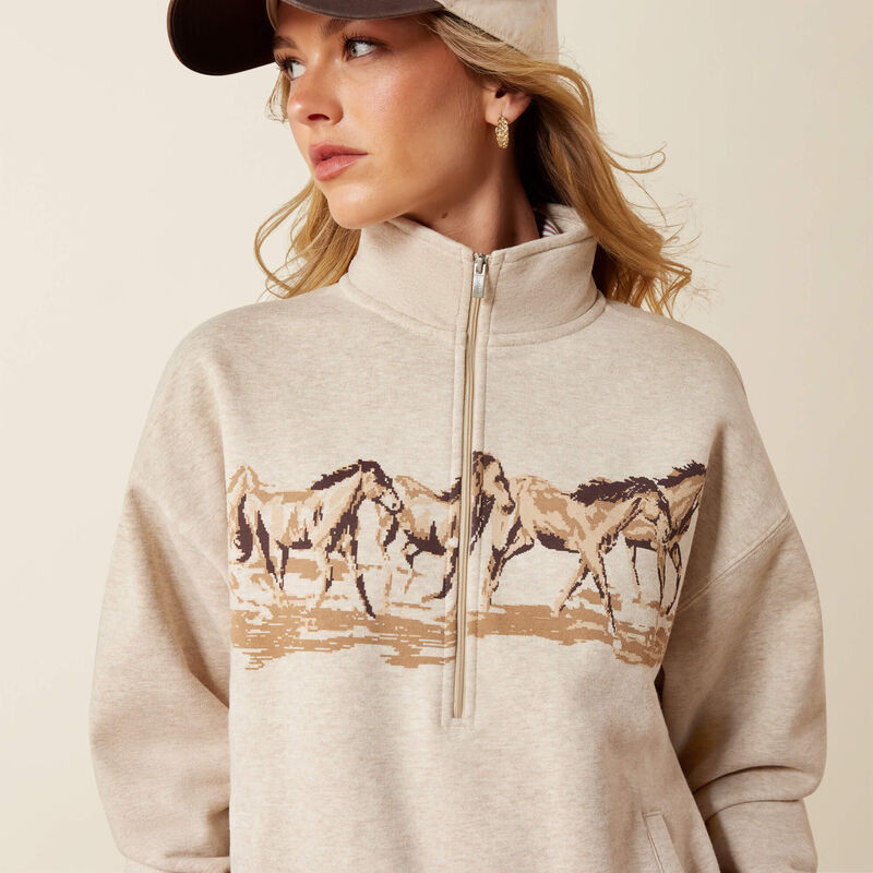 Running Wild 1/2 Zip Jumper - Oatmeal