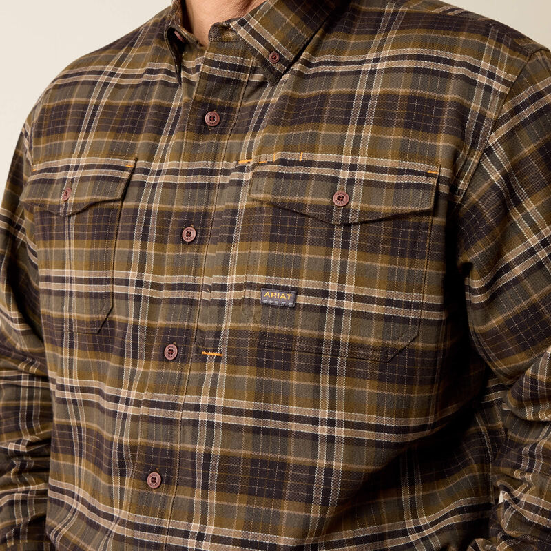 Ariat Mens Rebar Durastretch Work Shirt - Earth