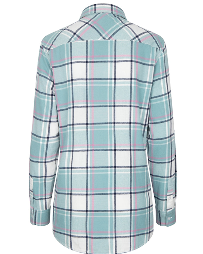 Hoggs Of Fife Ladies Caitlyn Oversized Flannel Shirt - Duck Egg
