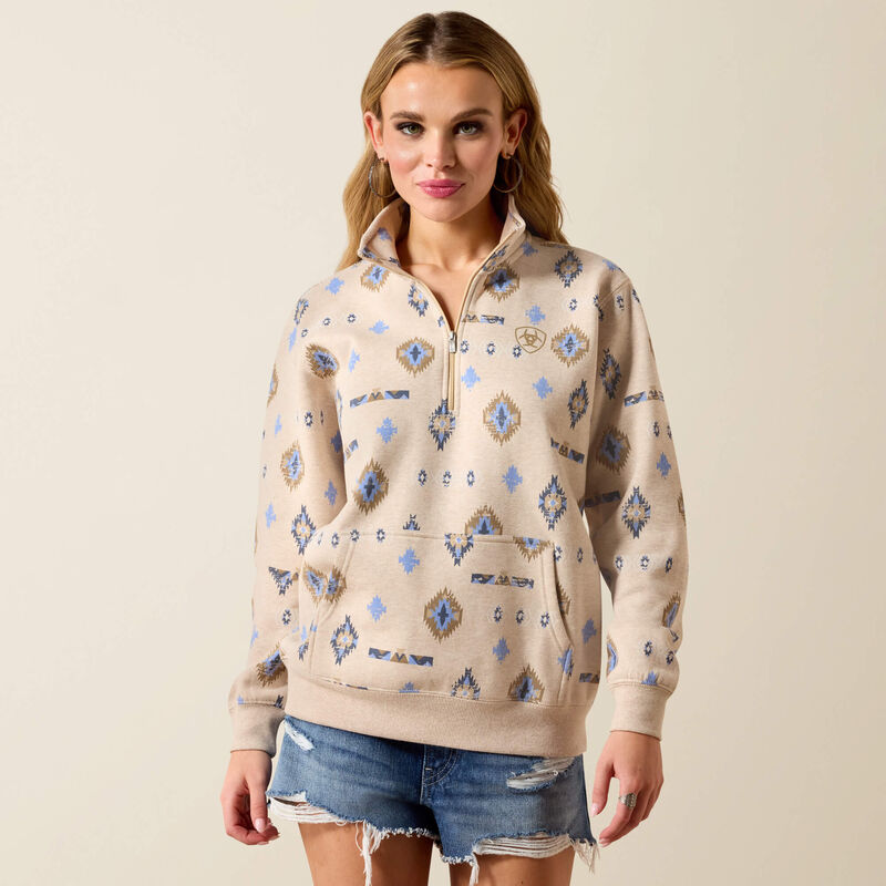 Ariat Ladies Sapphire 1/2 Zip - Oatmeal Heather