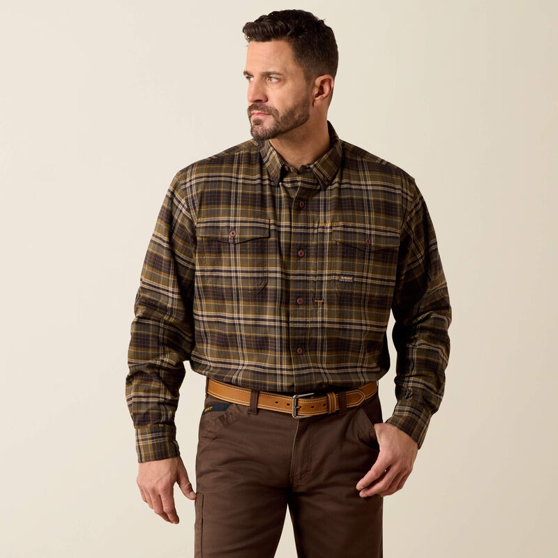 Ariat Mens Rebar Durastretch Work Shirt - Earth
