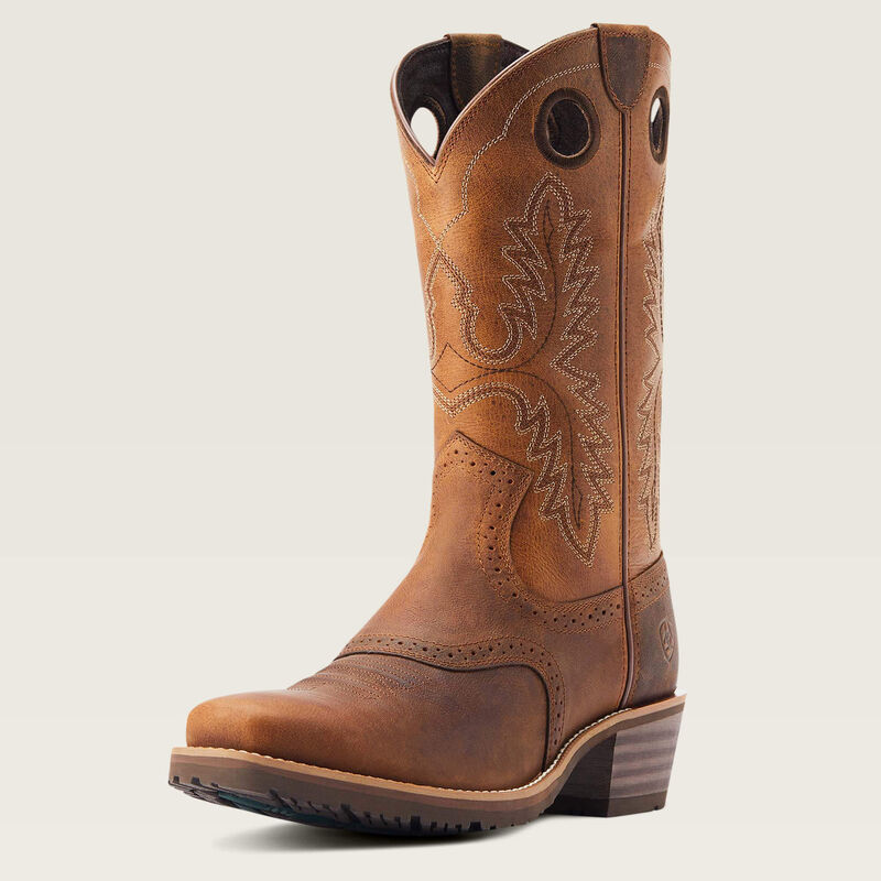 Ariat Hybrid Roughstock Sq Toe Mens Western Boot - Sorrell Crunch