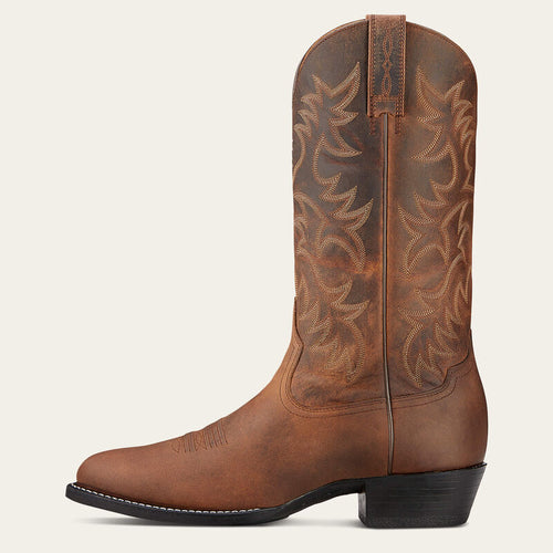 Ariat Heritage R Toe Mens Western Boot - Distressed Brown